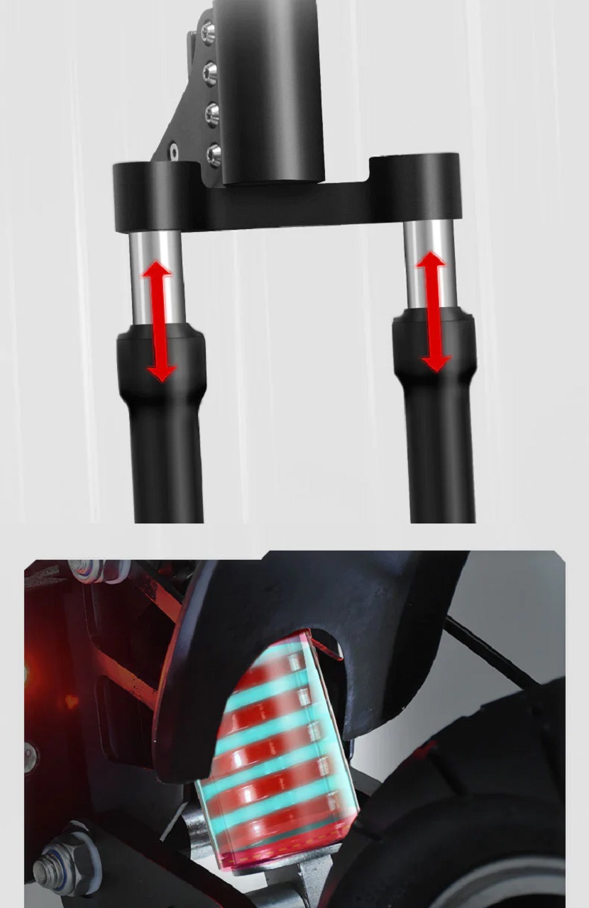 Front and Rear Suspensions of SANSA S7 Pro Electric Scooters
